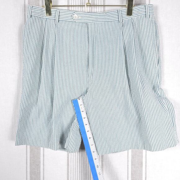 BERLE Shorts Mens 36 Seersucker Pleated Preppy Striped Yachtcore Country Club - Picture 10 of 11